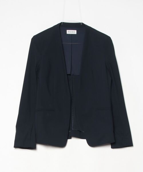 PLST（プラステ） ノーカラージャケット S ネイビー レディース