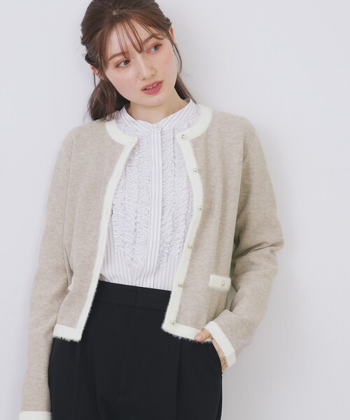 frax.kその他のご購入不可です。 index（インデックス） カーディガン フェザーバイカラークルーネック