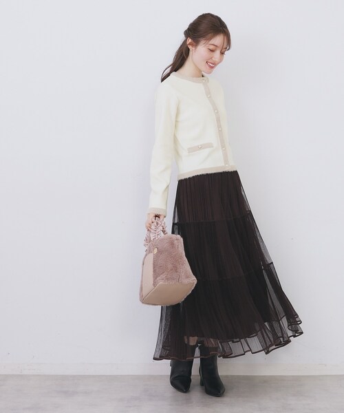 frax.kその他のご購入不可です。 index（インデックス） カーディガン フェザーバイカラークルーネック