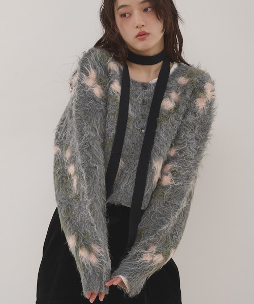 MUHET（ミュエータ） ニット セーター shaggy flower henry neck knit