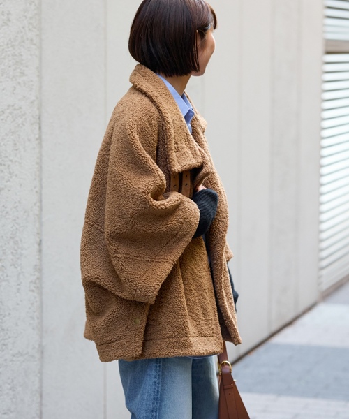 美品　FRAMeWORK フレームワーク　ボアポンチョコート　ケープ　キャメル FRAMeWORK（フレームワーク） ポンチョ FREE キャメル レディース