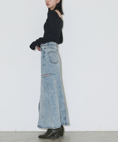 「Aunt Marie's」 デニムスカート M ブルー レディース_画像6
