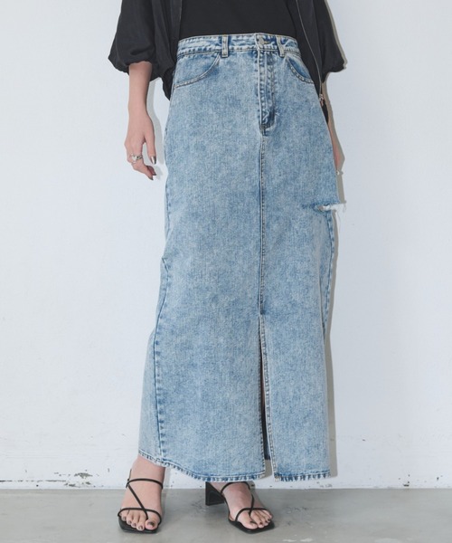 「Aunt Marie's」 デニムスカート M ブルー レディース_画像8