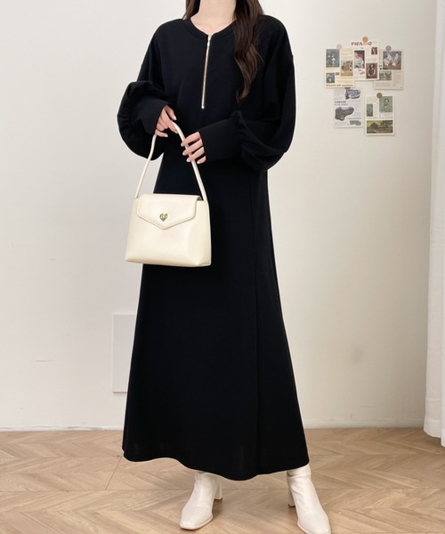 「ECLIN」 長袖ワンピース L ベージュ レディース_画像4