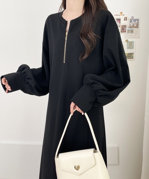 「ECLIN」 長袖ワンピース L ベージュ レディース_画像5