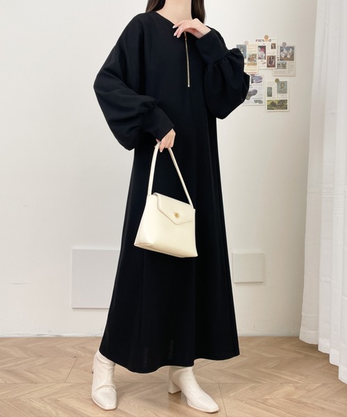 「ECLIN」 長袖ワンピース L ベージュ レディース_画像8