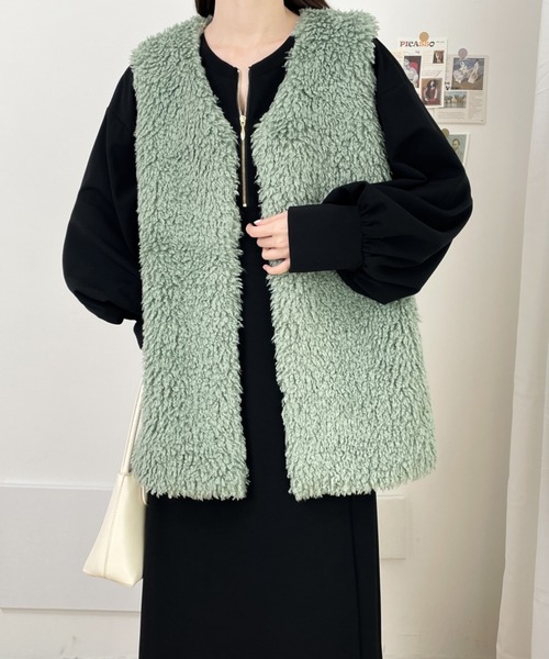 「ECLIN」 長袖ワンピース L ベージュ レディース_画像9