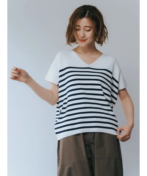 「YECCA VECCA」 半袖ニット FREE ブルー レディース_画像2