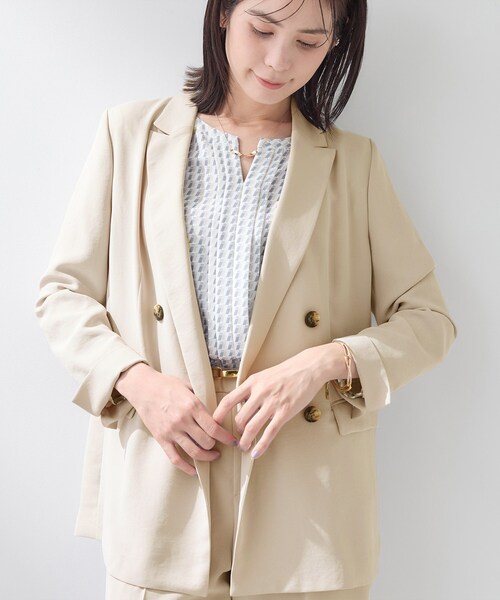 ジャケット テーラードジャケット 入学式 「洗える／多機能／SETUP可」着る日傘ダブルジャケット レディースの画像