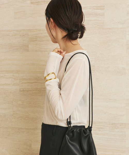 Plage【プラージュ】☆ボートネック Sheer ロンT　新品ブラック plage（プラージュ） tシャツ 「追加」Mesh Sheer ロンT 5 レディース