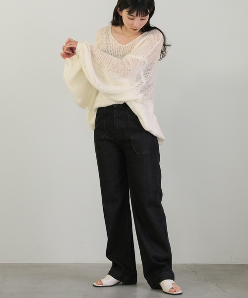 「select MOCA」 長袖ニット FREE ブラック レディース_画像7