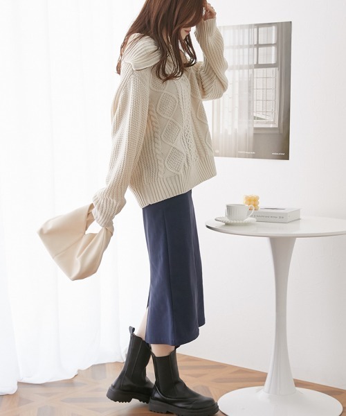 「nissen」 「la-beu」タイトスカート LL ブルー レディース_画像2