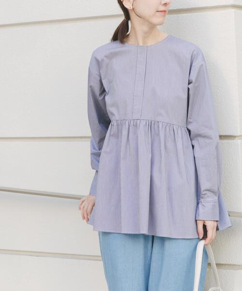 ランバンオンブルー 今期 ペプラムギャザーブラウス 試着のみ新品です LANVIN en Bleu - ランバンオンブルー 今期 ペプラムギャザーブラウス