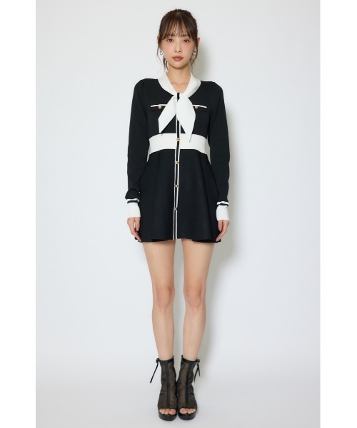 rienda（リエンダ） ワンピース バイカラーミニニットワンピース 春服