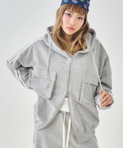 ANAP（アナップ） パーカー Wジップ カーゴポケット ライン スウェット