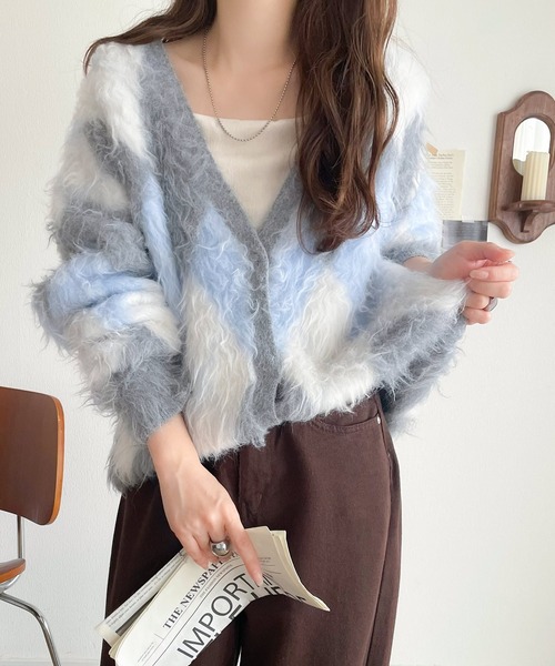 「classicalelf」 ニットカーディガン LARGE グレー レディース_画像5