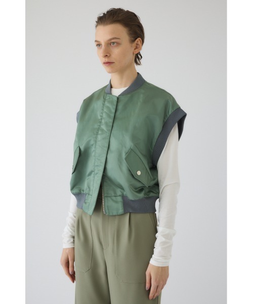 RIM.ARK オリーブグリーン ベスト・ジレ RIM.ARK ベスト ジレ Short MA-1 vest ショート エムエーワン ベスト