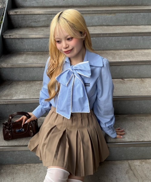 ANOTHER BRANCH OLIVE des OLIVE ブラウス シャツ ピコレースボウタイ