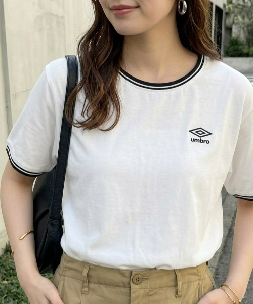 umbro（アンブロ） tシャツ 半袖 「アンブロ」配色ラインロゴ刺しゅうT