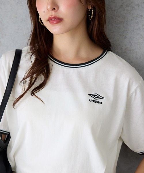 umbro（アンブロ） tシャツ 半袖 「アンブロ」配色ラインロゴ刺しゅうT