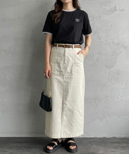 umbro（アンブロ） tシャツ 半袖 「アンブロ」配色ラインロゴ刺しゅうT