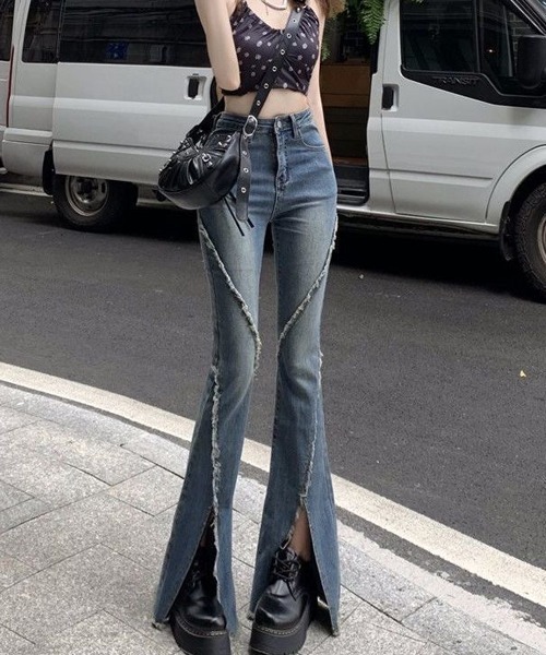 「gossip！ロサンゼルス」 ブーツカットデニムパンツ SMALL ダークブルー レディース_画像9