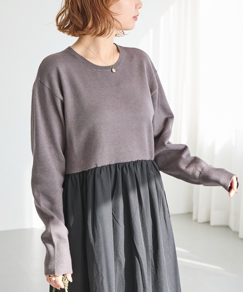 LAVEANGE ドッキングワンピース 4L チャコールグレー レディース