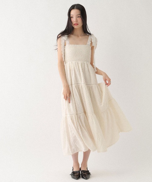 Heather（ヘザー） ワンピース ショルダーレースジャガードワンピース