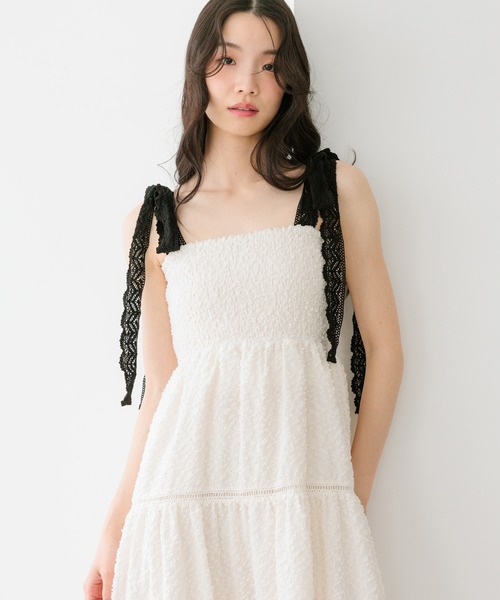 Heather（ヘザー） ワンピース ショルダーレースジャガードワンピース