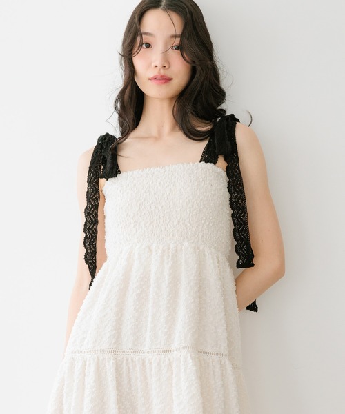 Heather（ヘザー） ワンピース ショルダーレースジャガードワンピース