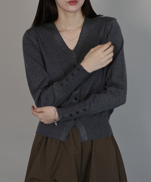 「J by blue」 ニットカーディガン MEDIUM チャコールグレー レディース_画像5