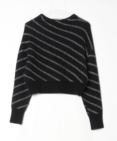 「ALLSAINTS」 ボーダー柄長袖ニット S ブラック レディース_画像2
