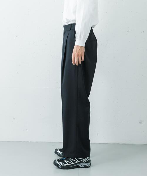 ワイドパンツ パンツ WASHABLE WOOL EASY TROUSER メンズの画像