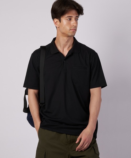 24SS ebure カノコ ポロシャツ 黒　38 Eddie Bauer（エディーバウアー） ポロシャツ 半袖 ポリエステルカノコ