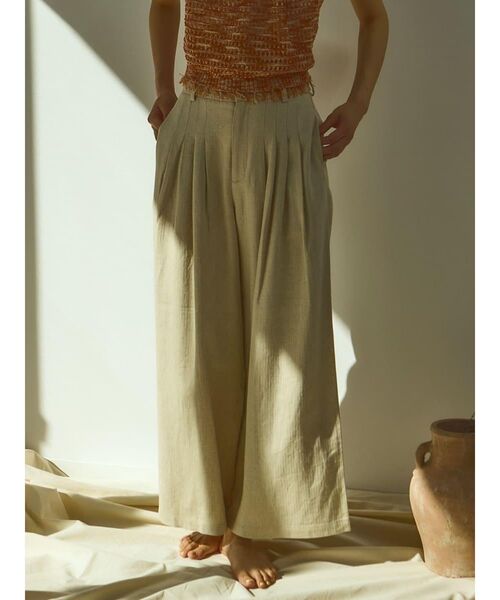 パンツ 4tucks linen pants レディース