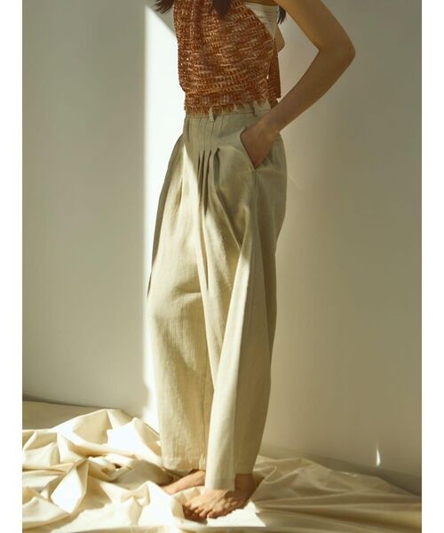パンツ 4tucks linen pants レディース