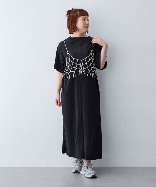anyfee ワンピース 「anyfee/大きいサイズ」セルフカットプリーツ