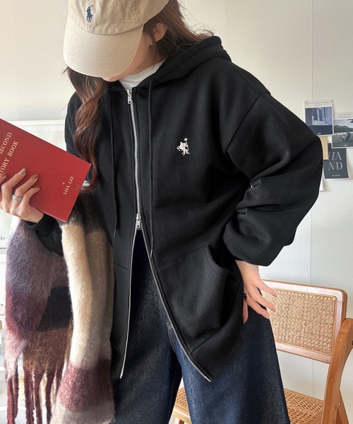 「classicalelf」 ジップアップパーカー MEDIUM オートミール レディース_画像7