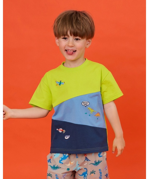 kladskap（クレードスコープ） tシャツ 太古の生き物切替半袖Tシャツ
