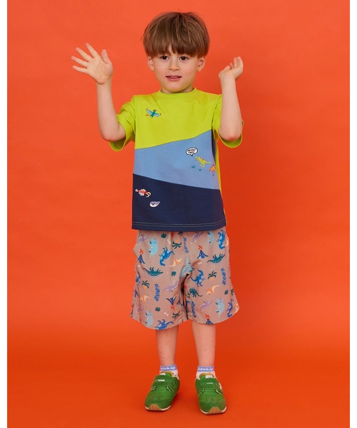 kladskap（クレードスコープ） tシャツ 太古の生き物切替半袖Tシャツ