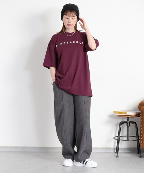 スラックス パンツ 「セットアップ対応」リネンタッチストライプイージースラックス レディース | cepo | 12