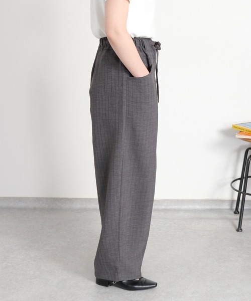 スラックス パンツ 「セットアップ対応」リネンタッチストライプイージースラックス レディース | cepo | 19