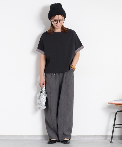 スラックス パンツ 「セットアップ対応」リネンタッチストライプイージースラックス レディース | cepo | 13