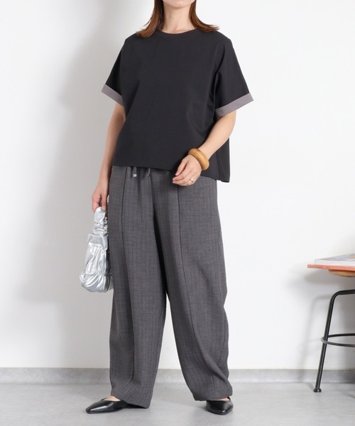 スラックス パンツ 「セットアップ対応」リネンタッチストライプイージースラックス レディース | cepo | 14