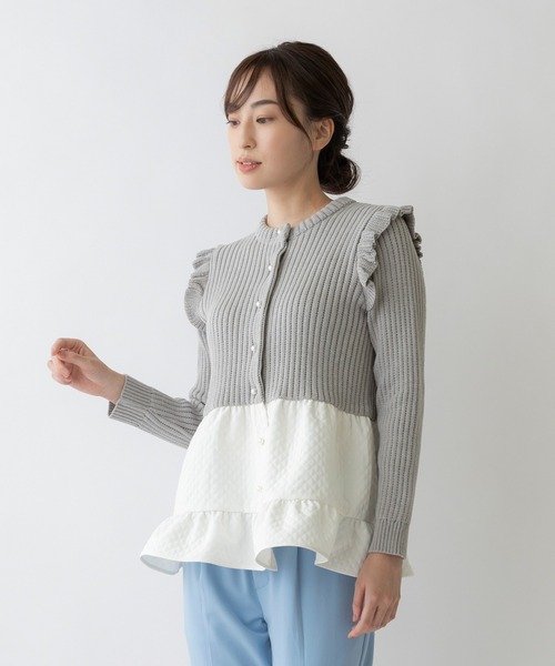 「Sono」 ニットカーディガン 1 グレー レディース_画像4