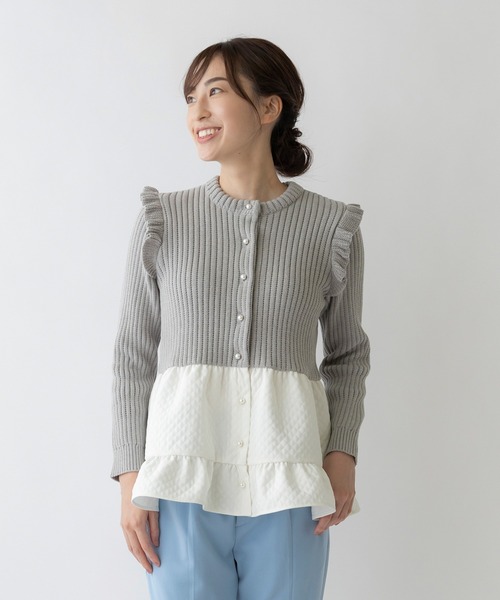 「Sono」 ニットカーディガン 1 グレー レディース_画像6