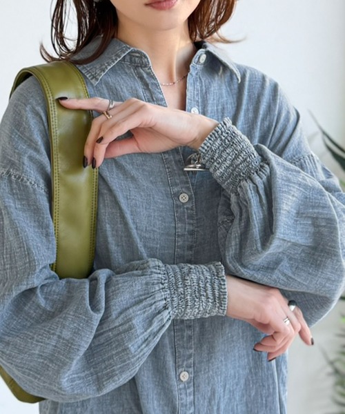 「Java」 長袖シャツ X-LARGE ライトブルー レディース_画像4