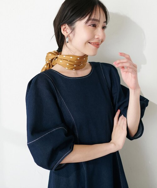 「natural couture」 半袖ワンピース MEDIUM インディゴブルー レディース_画像2