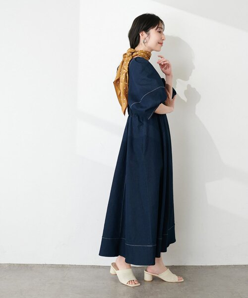 「natural couture」 半袖ワンピース MEDIUM インディゴブルー レディース_画像5