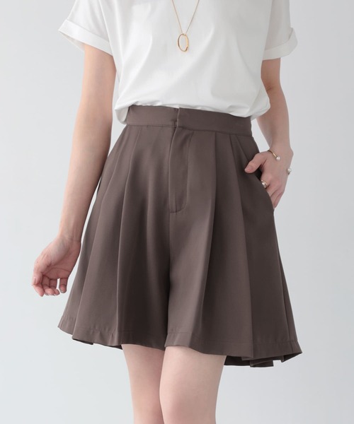 Mirenue パンツ タックフレアショートパンツ レディース : ZOZOTOWN